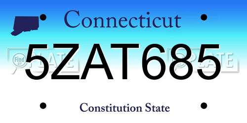 5ZAT685 Connecticut License Plate