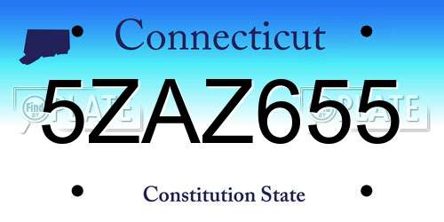 5ZAZ655 Connecticut License Plate