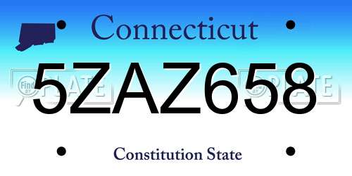 5ZAZ658 Connecticut License Plate