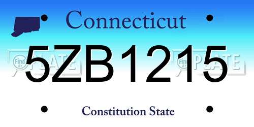 5ZB1215 Connecticut License Plate