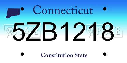 5ZB1218 Connecticut License Plate