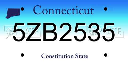 5ZB2535 Connecticut License Plate
