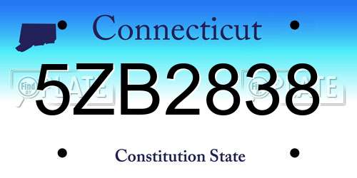 5ZB2838 Connecticut License Plate