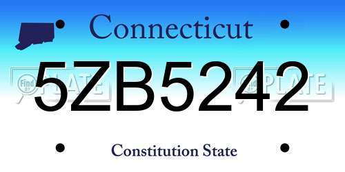 5ZB5242 Connecticut License Plate
