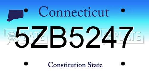 5ZB5247 Connecticut License Plate