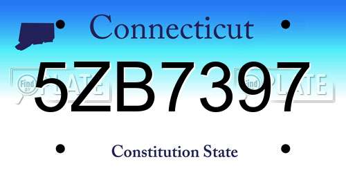 5ZB7397 Connecticut License Plate