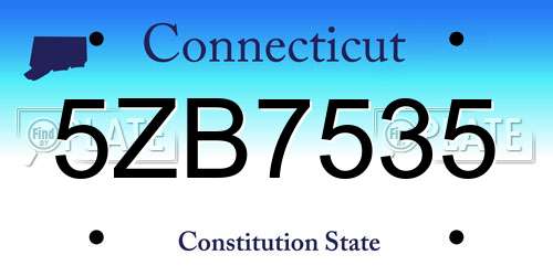 5ZB7535 Connecticut License Plate