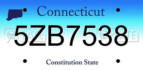 5ZB7538 Connecticut License Plate