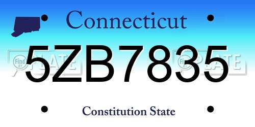 5ZB7835 Connecticut License Plate