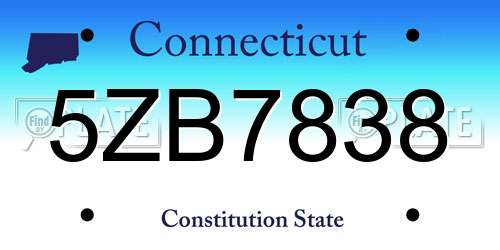 5ZB7838 Connecticut License Plate