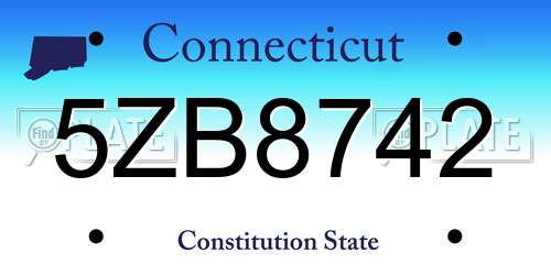 5ZB8742 Connecticut License Plate