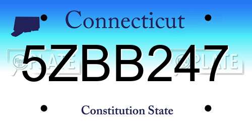 5ZBB247 Connecticut License Plate