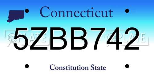 5ZBB742 Connecticut License Plate