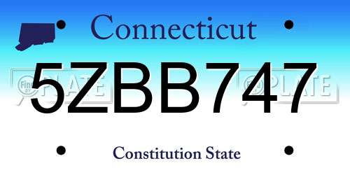 5ZBB747 Connecticut License Plate
