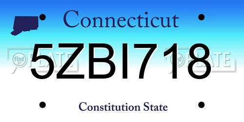 5ZBI718 Connecticut License Plate