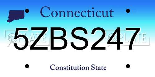 5ZBS247 Connecticut License Plate