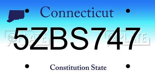 5ZBS747 Connecticut License Plate