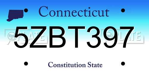 5ZBT397 Connecticut License Plate