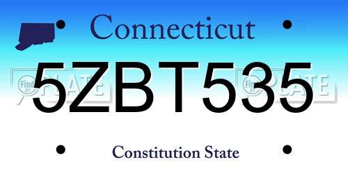 5ZBT535 Connecticut License Plate