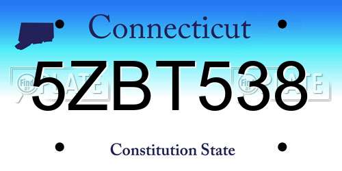 5ZBT538 Connecticut License Plate