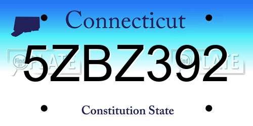 5ZBZ392 Connecticut License Plate