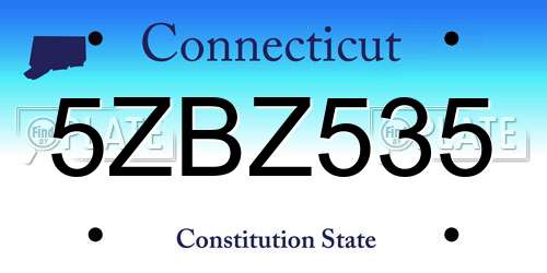5ZBZ535 Connecticut License Plate