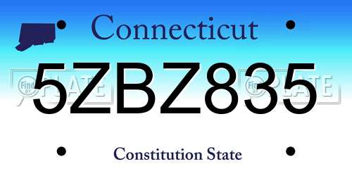 5ZBZ835 Connecticut License Plate