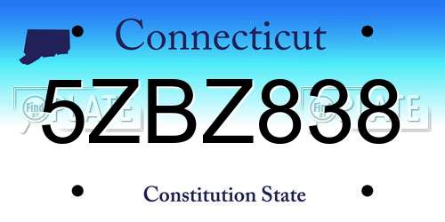 5ZBZ838 Connecticut License Plate
