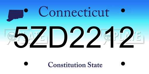 5ZD2212 Connecticut License Plate