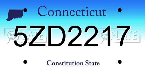 5ZD2217 Connecticut License Plate