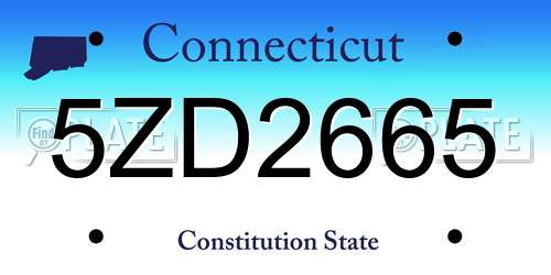 5ZD2665 Connecticut License Plate