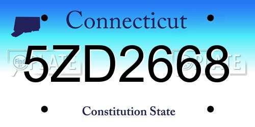 5ZD2668 Connecticut License Plate