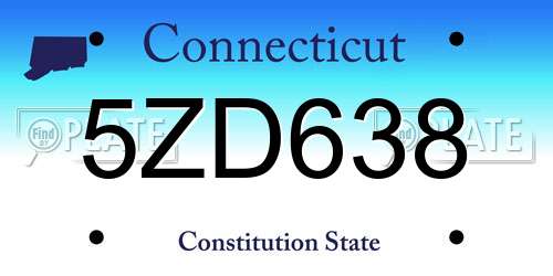 5ZD638 Connecticut License Plate