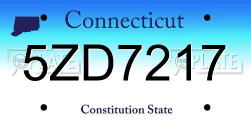 5ZD7217 Connecticut License Plate