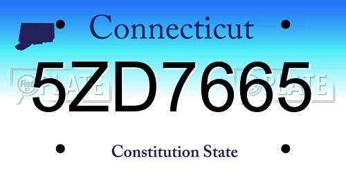5ZD7665 Connecticut License Plate