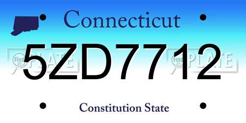 5ZD7712 Connecticut License Plate