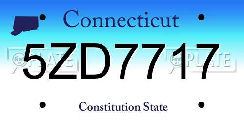 5ZD7717 Connecticut License Plate