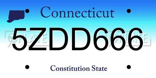 5ZDD666 Connecticut License Plate