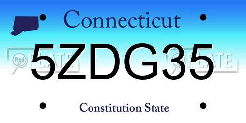 5ZDG35 Connecticut License Plate