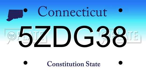 5ZDG38 Connecticut License Plate