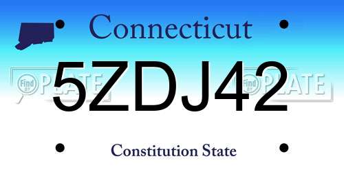 5ZDJ42 Connecticut License Plate