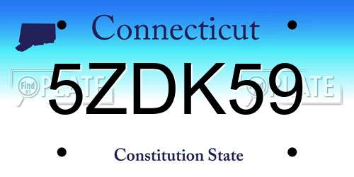 5ZDK59 Connecticut License Plate