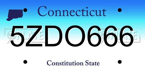 5ZDO666 Connecticut License Plate