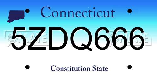 5ZDQ666 Connecticut License Plate