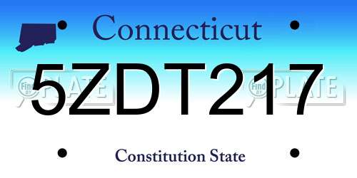 5ZDT217 Connecticut License Plate