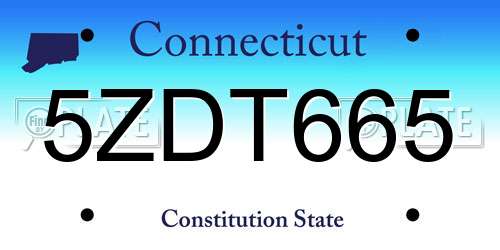 5ZDT665 Connecticut License Plate