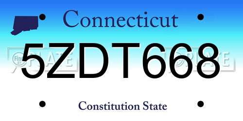 5ZDT668 Connecticut License Plate
