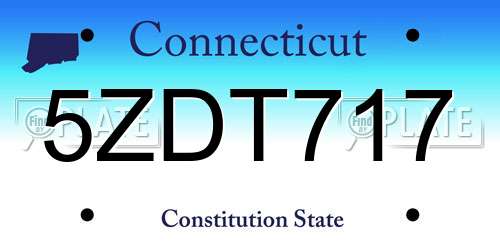 5ZDT717 Connecticut License Plate