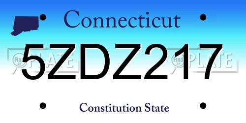 5ZDZ217 Connecticut License Plate