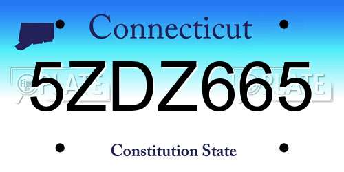5ZDZ665 Connecticut License Plate